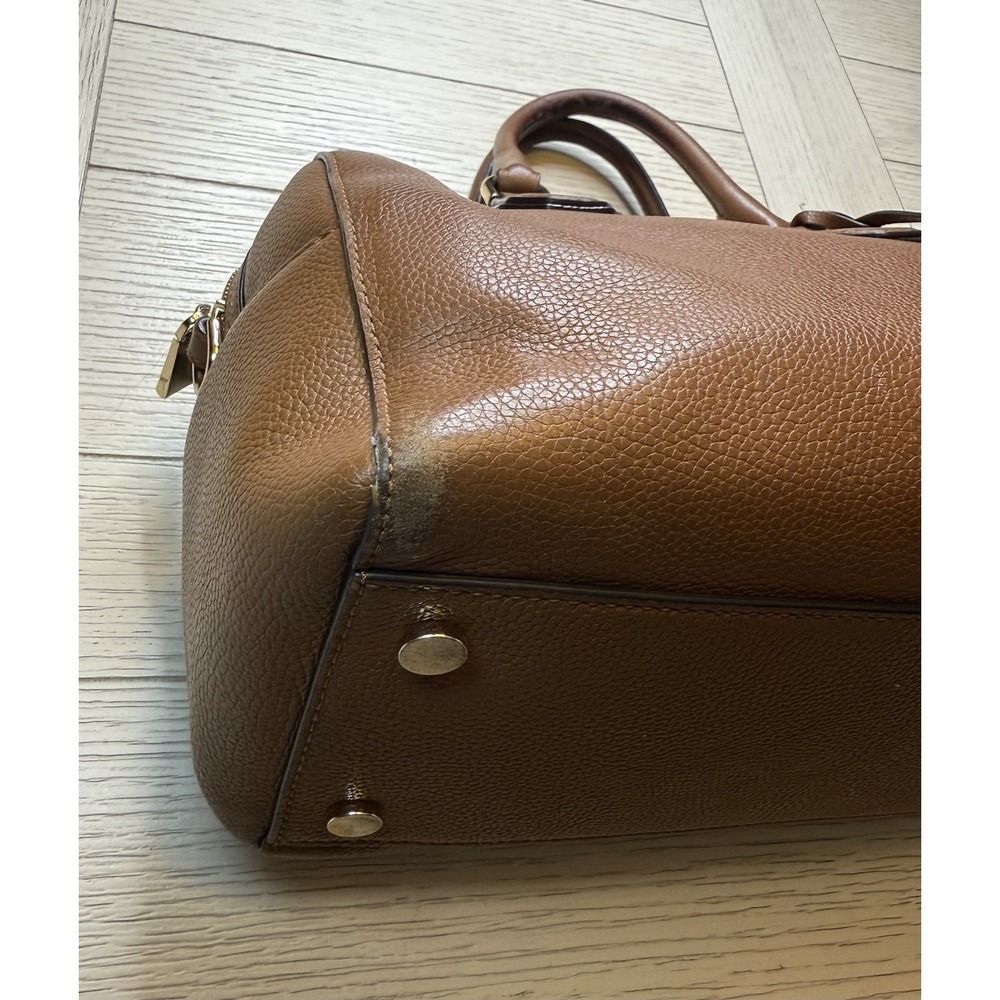 Michael Michael Kors Mercer Pebbled Brown Leather Double Handle Satchel Handbag‎ - Picture 6 of 16